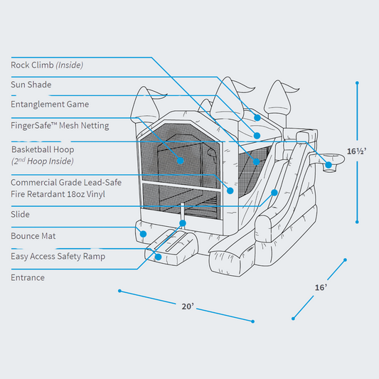 Schematic of Castle 5 in 1 Bounce House Rental in Rochester, NY