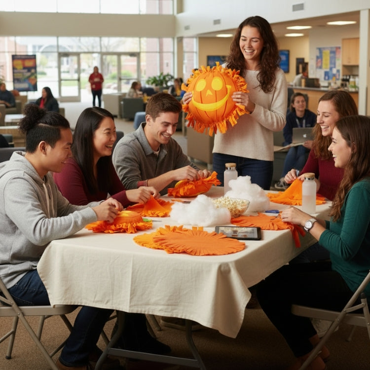 Plush Pumpkin Pillow DIY Program at College Campus