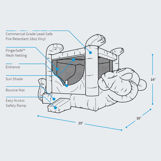 Schematic of Tiger Themed Bounce House Rental in Rochester, NY