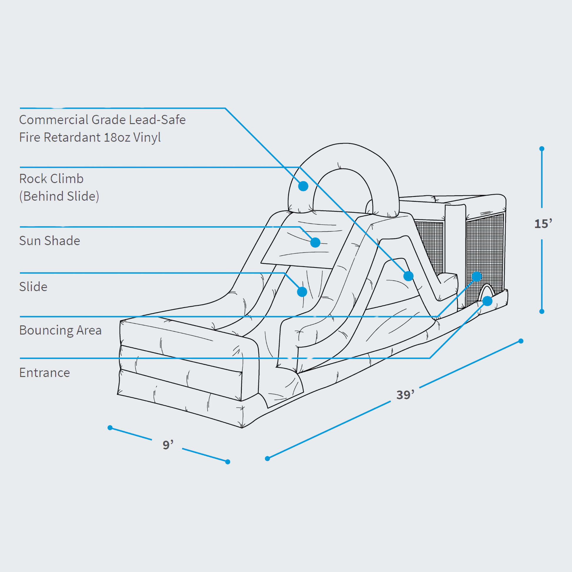 Schematic of the Triple Fun Bounce House Combo Rental in Rochester, NY