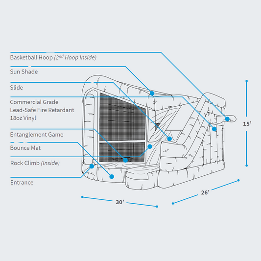 Schematic of the Wacky 5 in 1 Bounce House Combo Rental in Rochester, NY