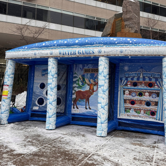 Winter Games 3 in 1 Inflatable Rental setup outdoors in Buffalo New York for an event.
