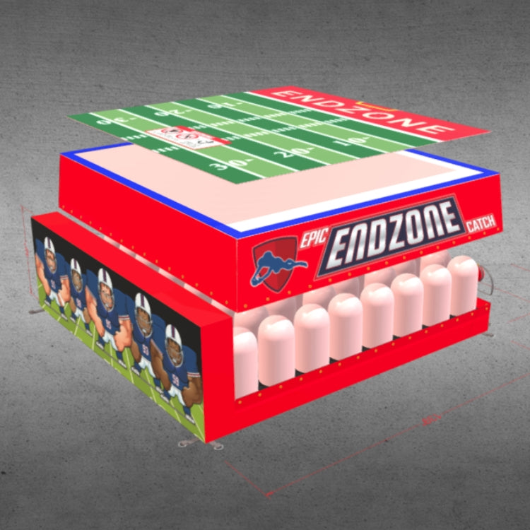 Epic End Zone Catch Inflatable game with football field design and player figures on a gray background.