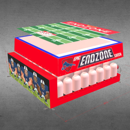 Epic End Zone Catch Inflatable game with football field design and player figures on a gray background.