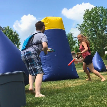 Two Players Playing the Extreme Water Battle Inflatable Game in Rochester, NY