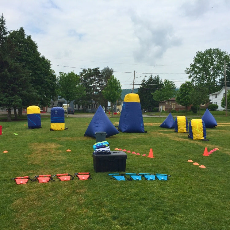 Extreme Water Battle Rental Setup with Inflatable Bunkers in Rochester, NY