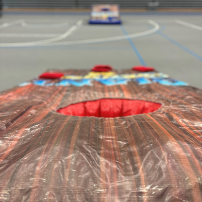 Close Up Shot of Giant Cornhole Inflatable Game Rental in Rochester, NY