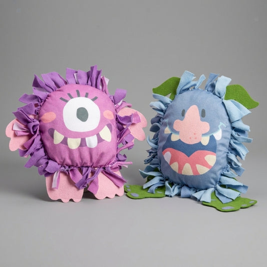 Completed Monster Fleece-Tie Pillows Craft on Display