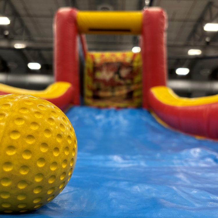 Close Up of Toss Ball Inflatable Skee Ball Game Rental in Rochester, NY